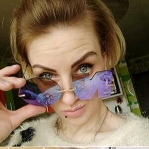 Letter NO Party Rimless Design Sunglasses